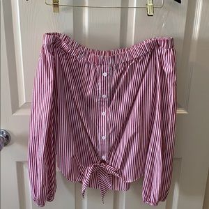 Off the shoulder striped top